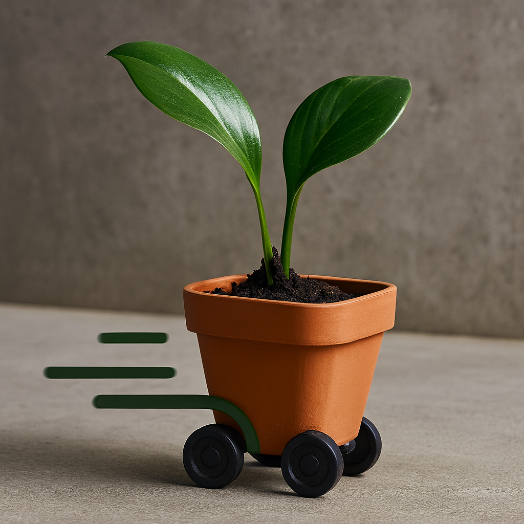 Persona eligiendo plantas en la app de Planta Express